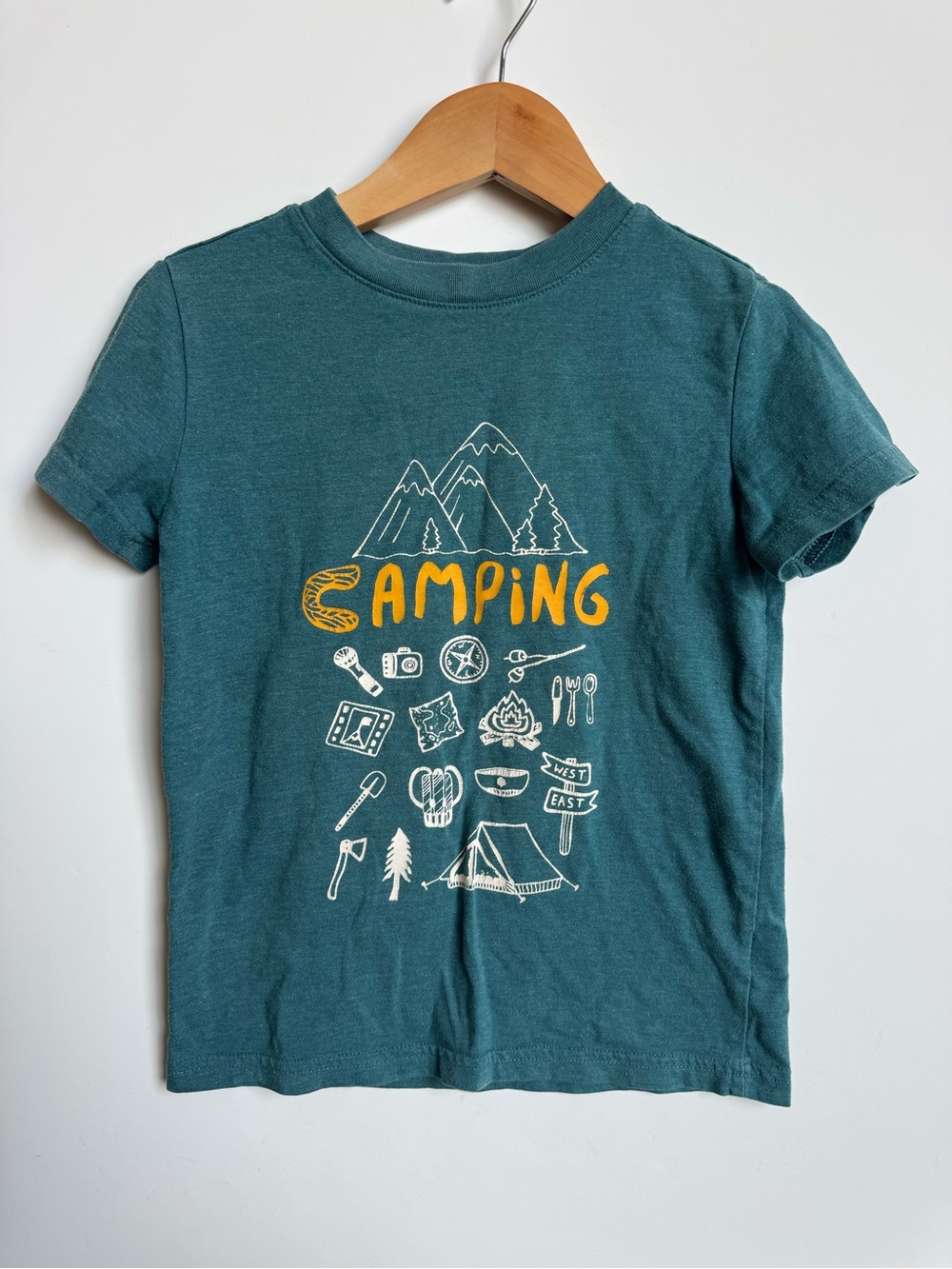Camping Graphic Tee for Kids - Teal